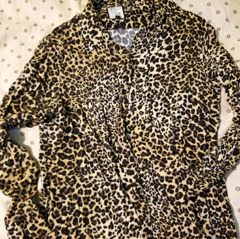 The Shirt by Rochelle Behrens - Leopard Blouse Lg